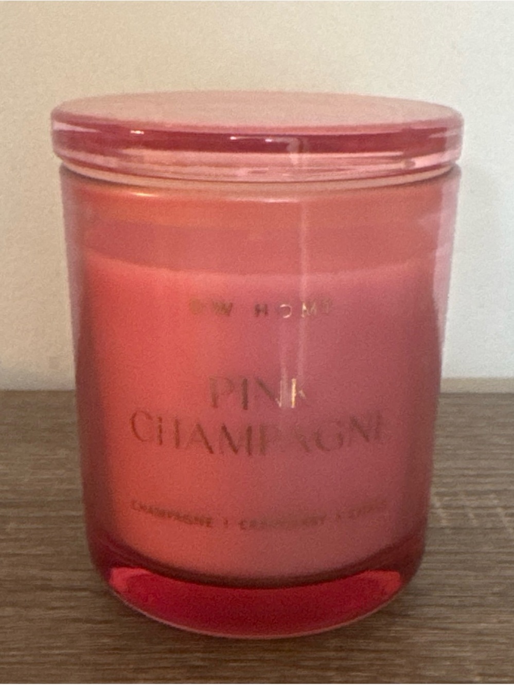DW Home Pink Champagne Glass Jar Candle